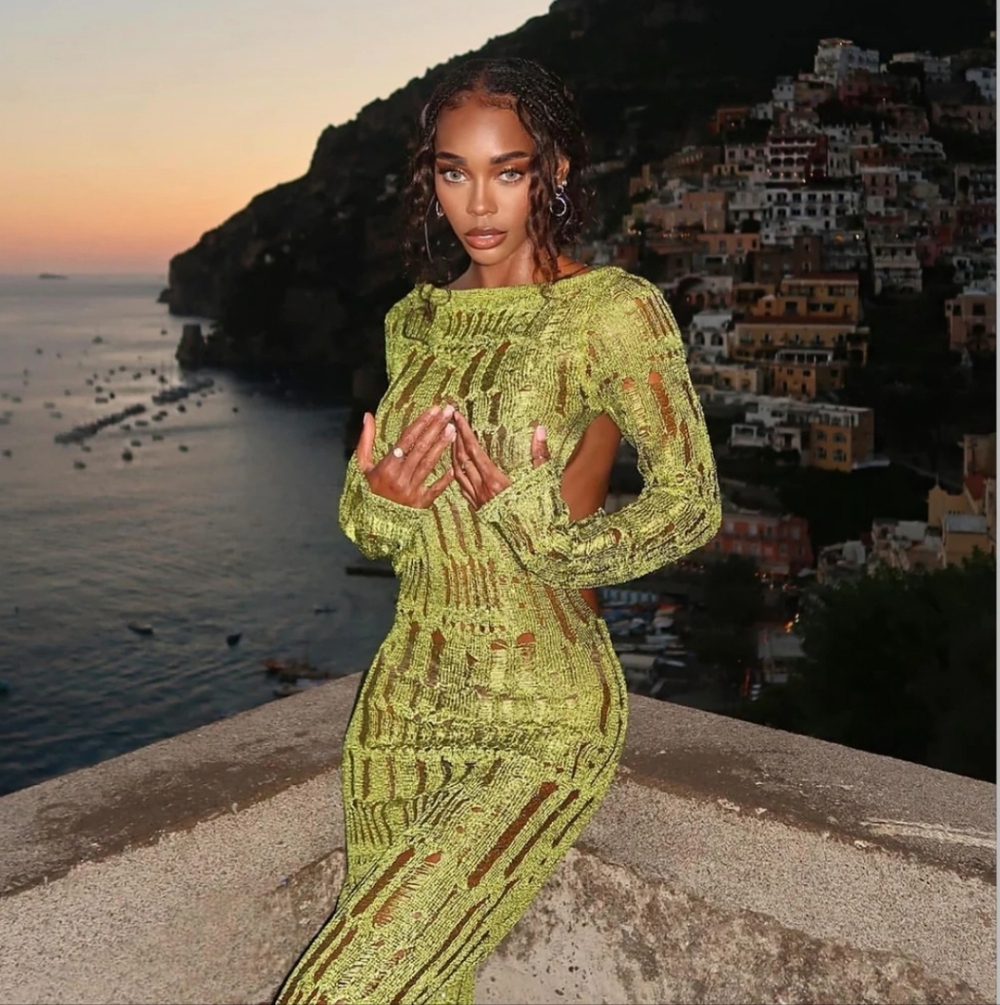 Jaded London Lime Green Distressed Maxi Dress
